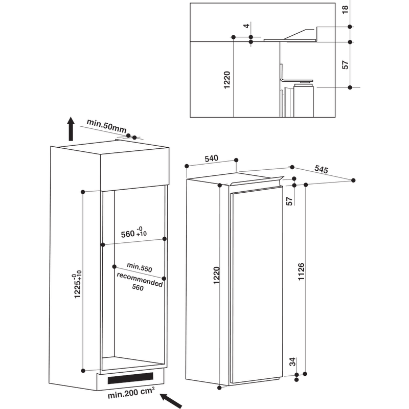 HOTPOINT ARISTON S 12 A1 D/HA 1 - S12A1D/HA1 , Frigorifero Monoporta da  Incasso - Altezza 122 cm - Volume netto 209 litri - Cerniere a Destra con  porta Reversibile - Classe