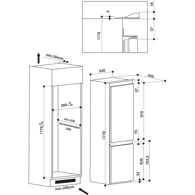 Hotpoint_Ariston-Combinazione-Frigorifero-Congelatore-Da-incasso-BCB-70301-AA-Acciaio-2-porte-Technical-drawing