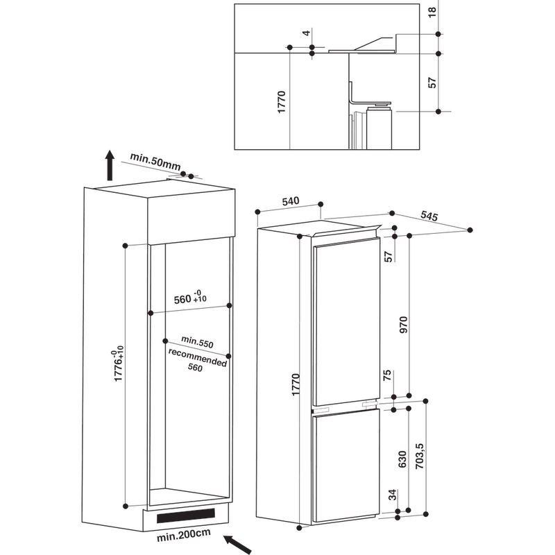 Combiné réfrigérateur + congélateur BCB 7030 D AAA Hotpoint