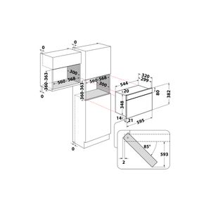 Hotpoint_Ariston Microonde Da incasso MN 312 IX HA Inox Elettronico 22 Solo microonde 750 Technical drawing