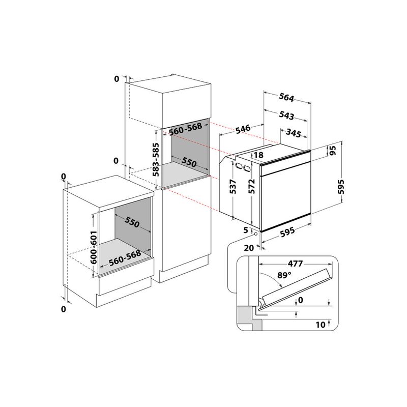 Hotpoint_Ariston Forno Da incasso FI6 861 SP IX HA Elettrico A+ Technical drawing