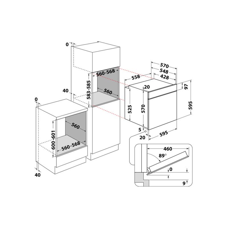 Hotpoint_Ariston Forno Da incasso FA3 840 H IX HA Elettrico A+ Technical drawing