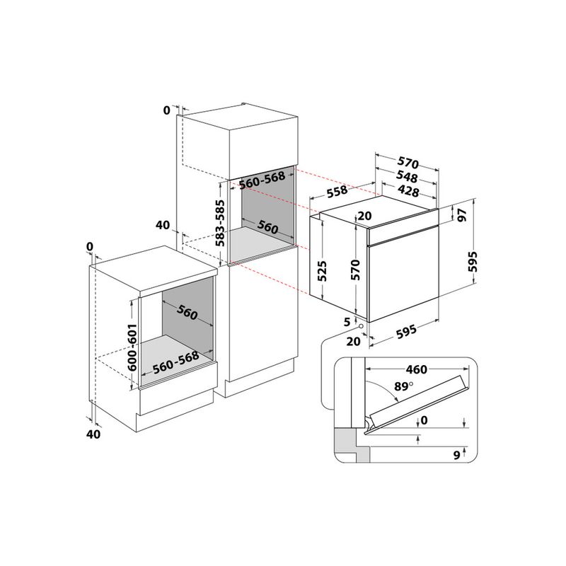 Hotpoint_Ariston Forno Da incasso FA2 844 H IX HA Elettrico A+ Technical drawing