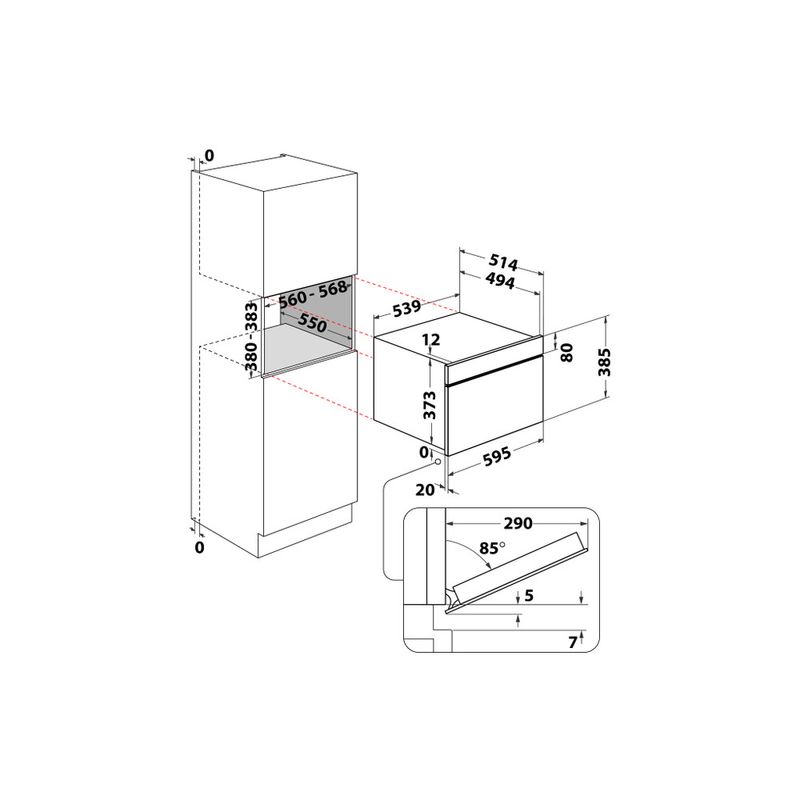 Hotpoint_Ariston Microonde Da incasso MD 664 IX HA Inox Elettronico 31 Microonde + grill 1000 Technical drawing