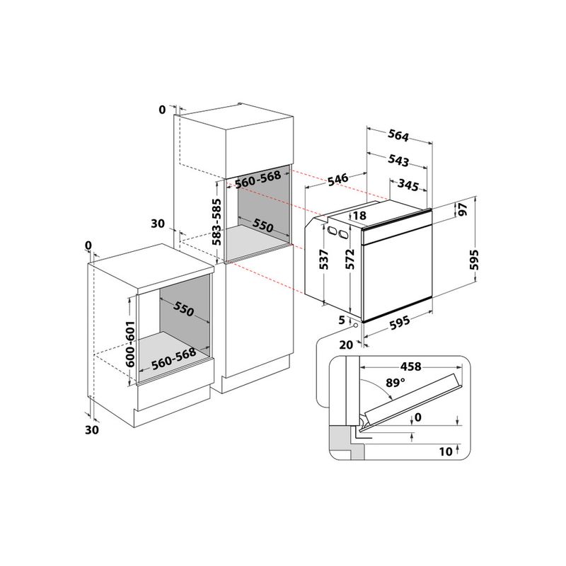 Hotpoint_Ariston Forno Da incasso FID 834 H CH HA Elettrico A Technical drawing