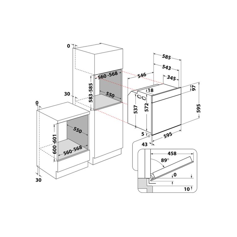 Hotpoint_Ariston Forno Da incasso FIT 804 H AN HA Elettrico A Technical drawing