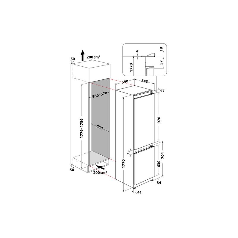 Hotpoint_Ariston-Combinazione-Frigorifero-Congelatore-Da-incasso-BCB-7030-D2-Bianco-2-porte-Technical-drawing