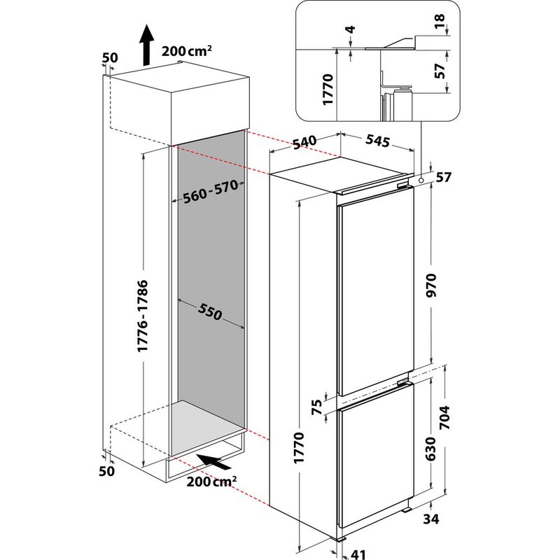 Hotpoint_Ariston-Combinazione-Frigorifero-Congelatore-Da-incasso-BCB-7030-D-S1-Bianco-2-porte-Technical-drawing
