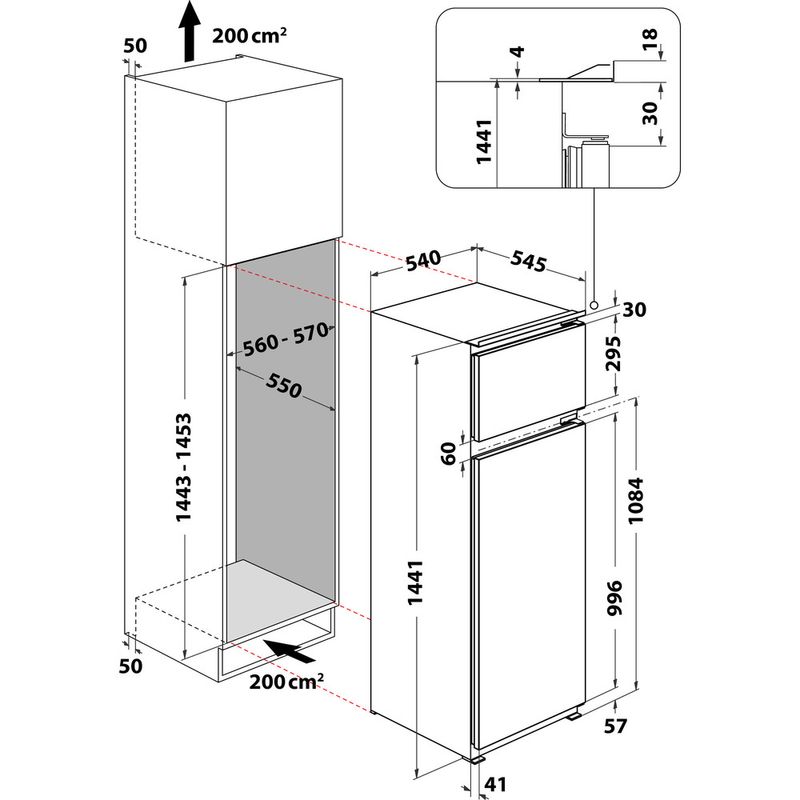 Hotpoint_Ariston-Combinazione-Frigorifero-Congelatore-Da-incasso-BD-2422-S-HA-1-Acciaio-2-porte-Technical-drawing