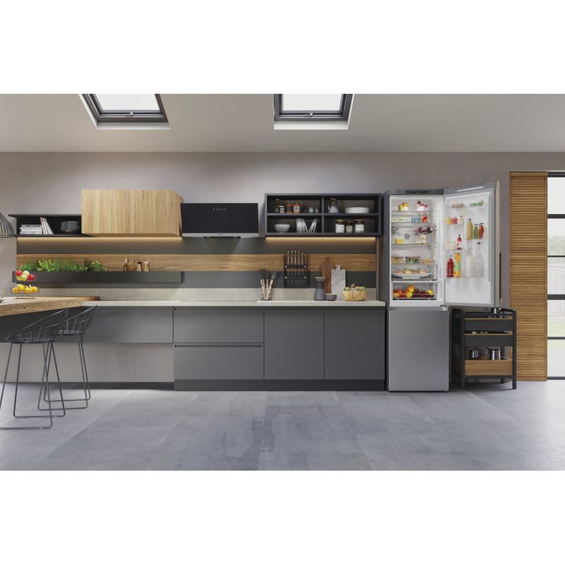 Hotpoint_Ariston Combinazione Frigorifero/Congelatore Libera installazione HAFC9 TA33SX O3 Saturn Steel 2 porte Lifestyle frontal open