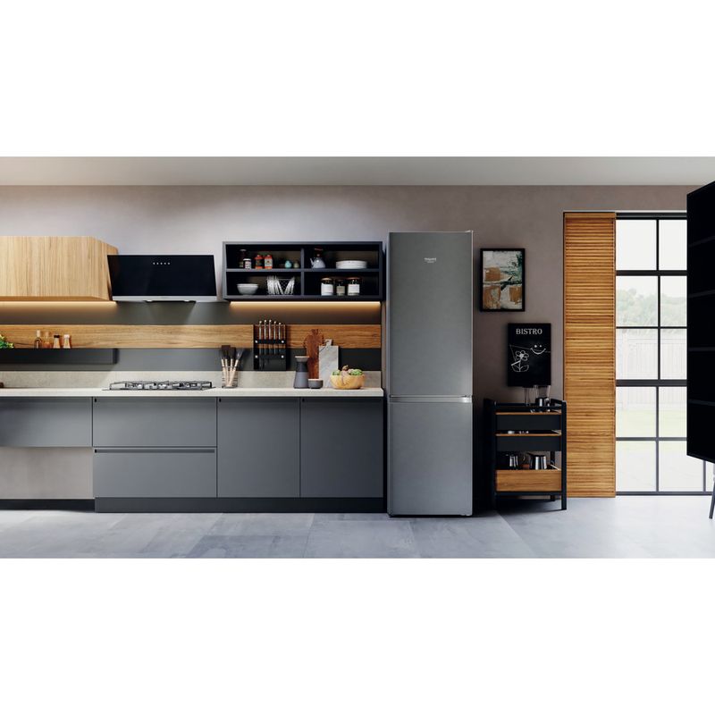 Hotpoint_Ariston Combinazione Frigorifero/Congelatore Libera installazione HAFC9 TI32SX Saturn Steel 2 porte Lifestyle frontal