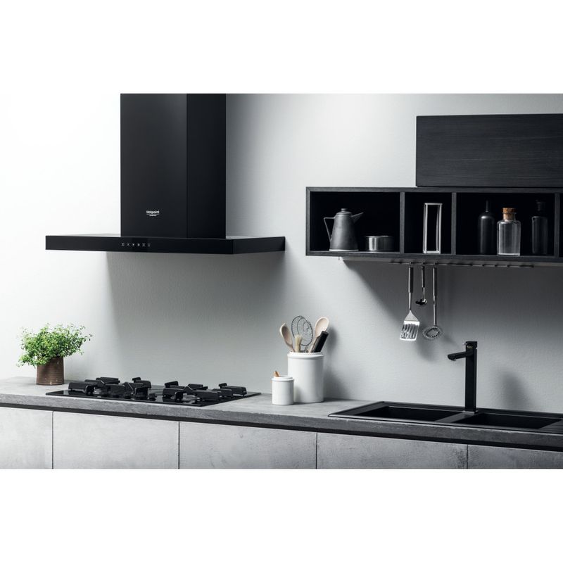 Piano Cottura da Incasso a Gas GPL 75 cm 5 Fuochi Direct Flame Vetro Nero  Griglie in Ghisa Ariston Hotpoint FTGHG 751D/HA(BK)LPG - FTGHG751DHABKLPG