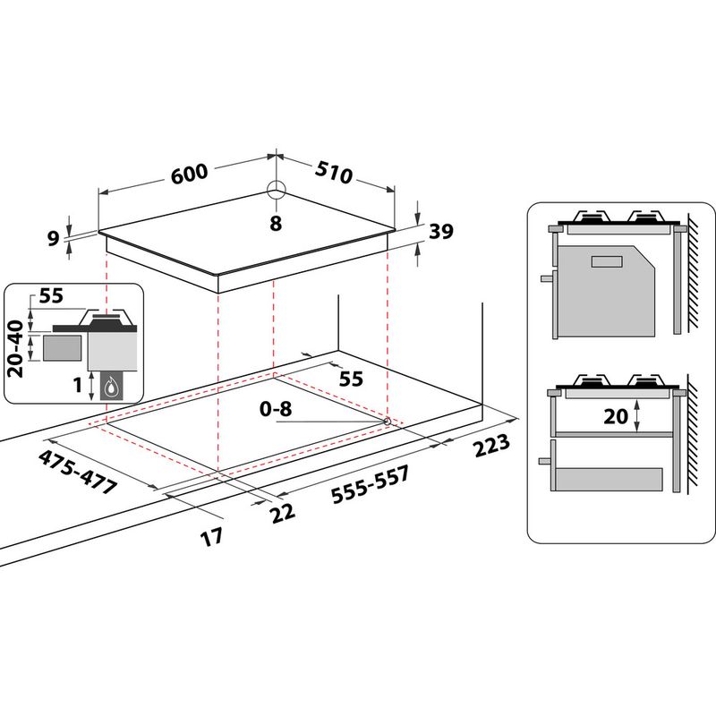 HOTPOINT ARISTON PCN 641 T/IX/HA PIANO COTTURA DA INCASSO 60CM 4