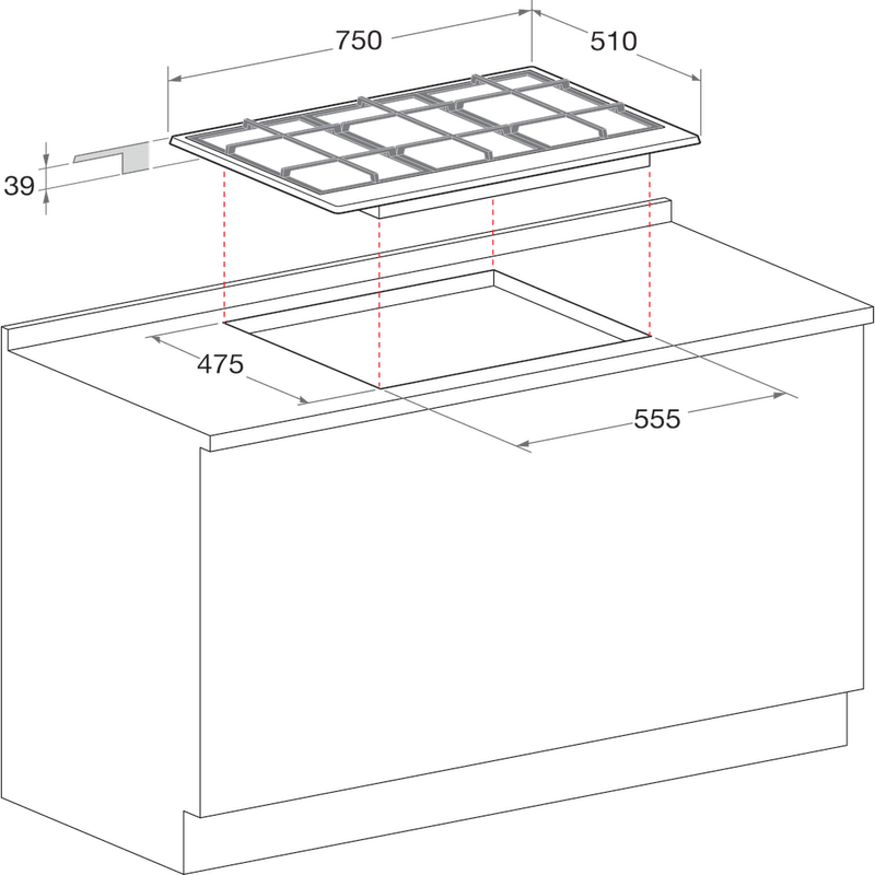 Piano cottura a gas Hotpoint: 5 fuochi, - PKL 751 T/IX/HA