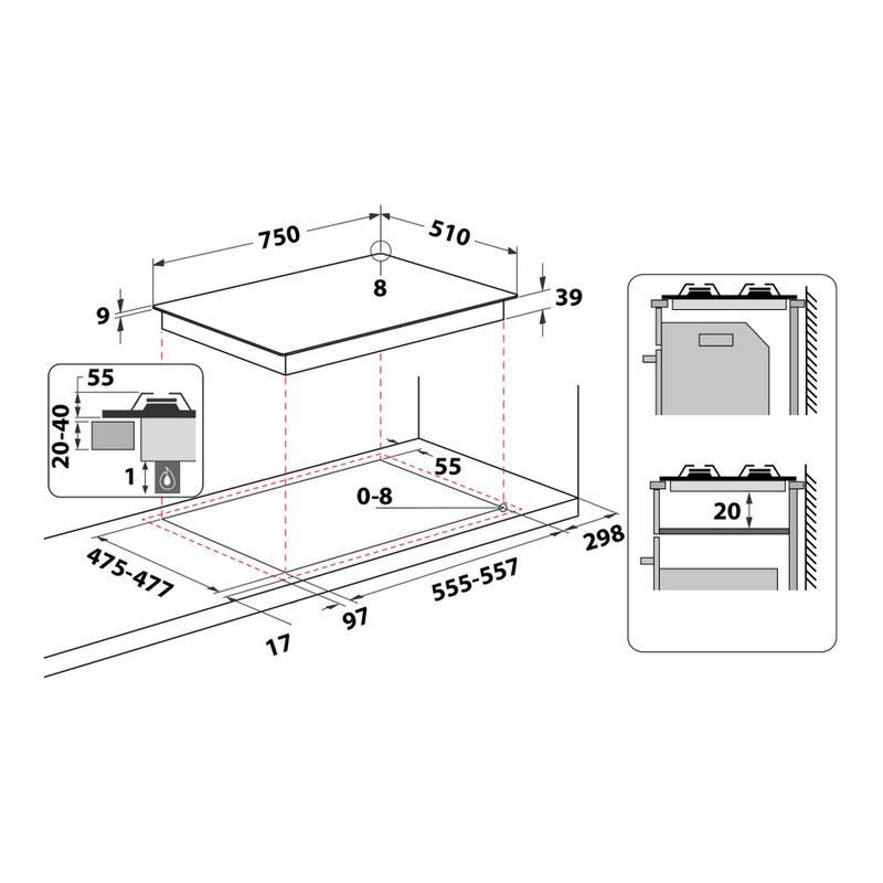 Hotpoint_Ariston-Piano-cottura-PCN-750-T--AV--R--HA-Avena-GAS-Technical-drawing