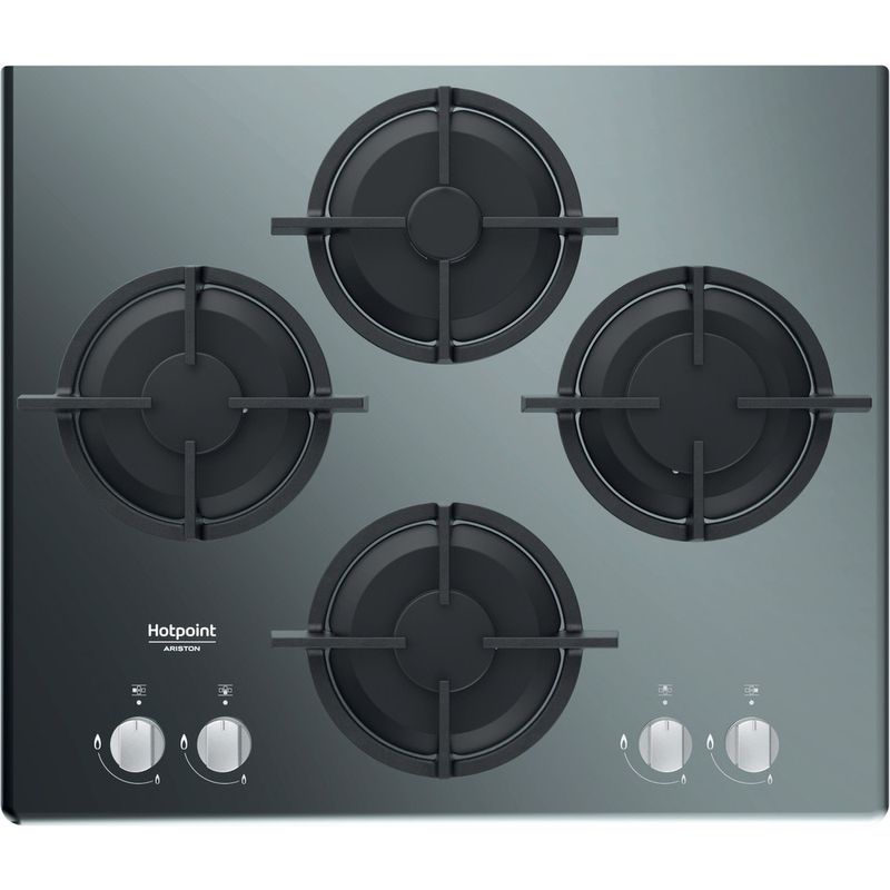 HOTPOINT HAGS61FBK PIANO COTTURA A GAS IN VETRO NERO 60 CM 4 BRUCIATORI