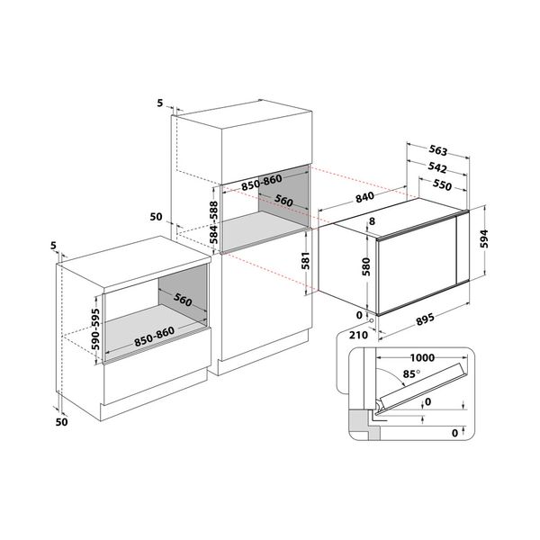 Hotpoint_Ariston Forno Da incasso MS3 744 IX HA Elettrico A Technical drawing