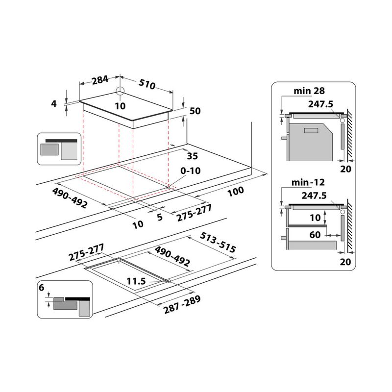 Hotpoint_Ariston Piano cottura HQ 0930S NE Nero Induction vitroceramic Technical drawing