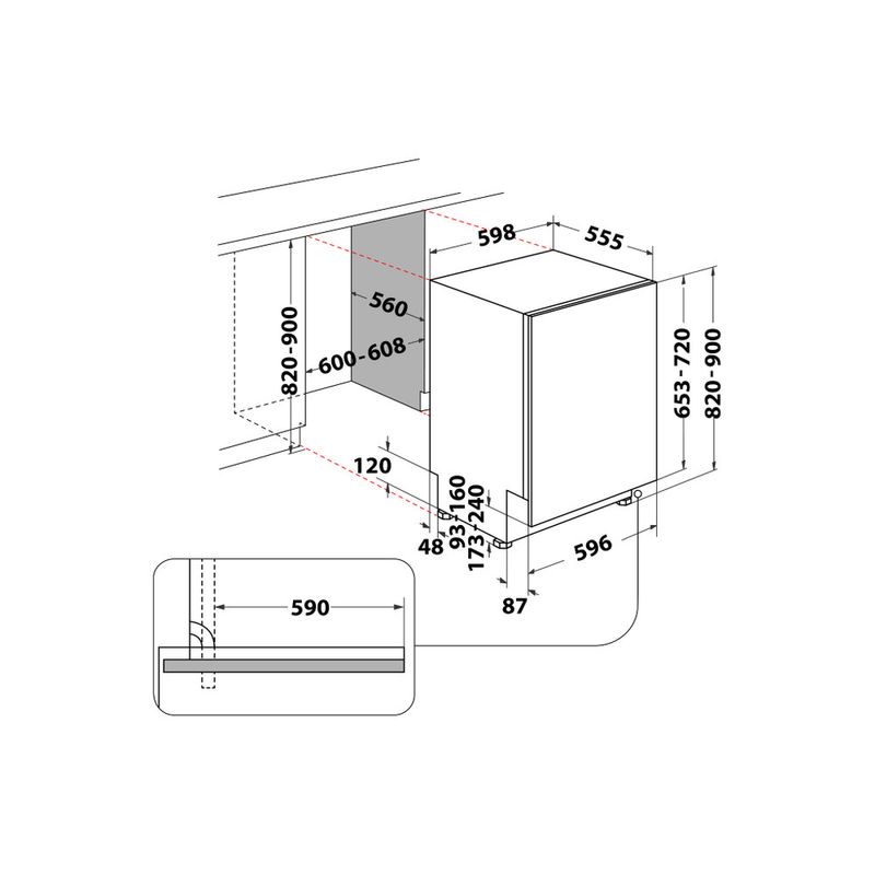 Hotpoint_Ariston Lavastoviglie Da incasso HIC 3C26N WF Totalmente integrato E Technical drawing