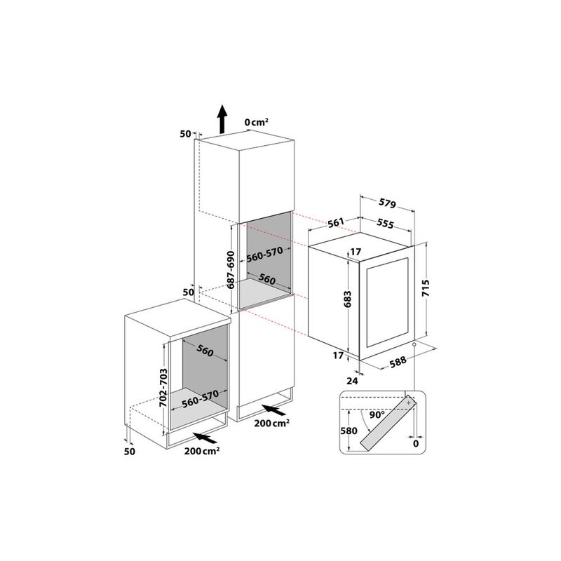 Hotpoint_Ariston Conservazione del vino Da incasso HA7 WC711 Inox Technical drawing