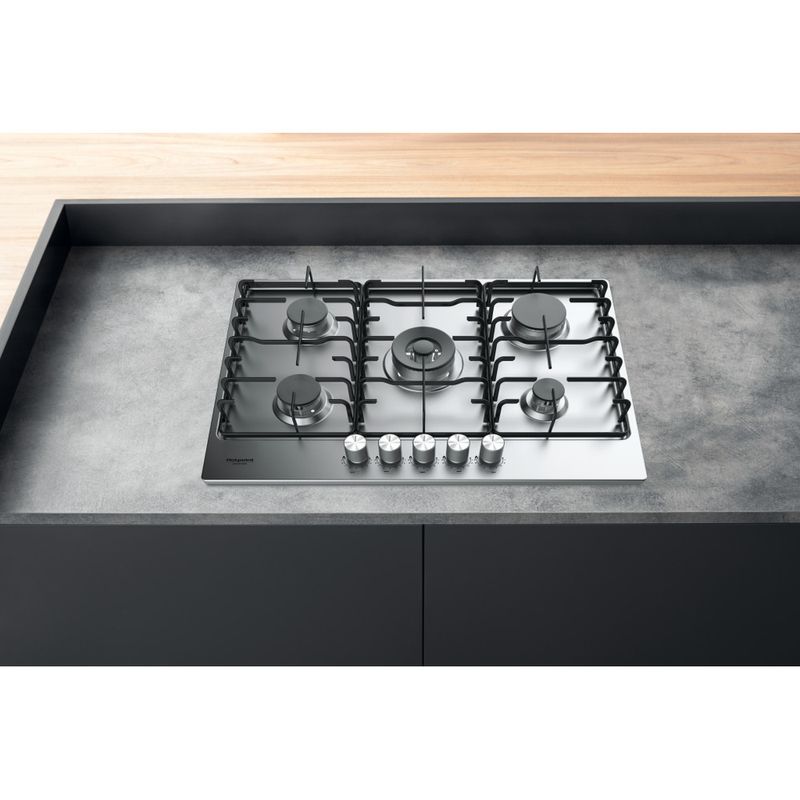 Hotpoint_Ariston Piano cottura PPH 75P D/IX Inox GAS Lifestyle frontal top down