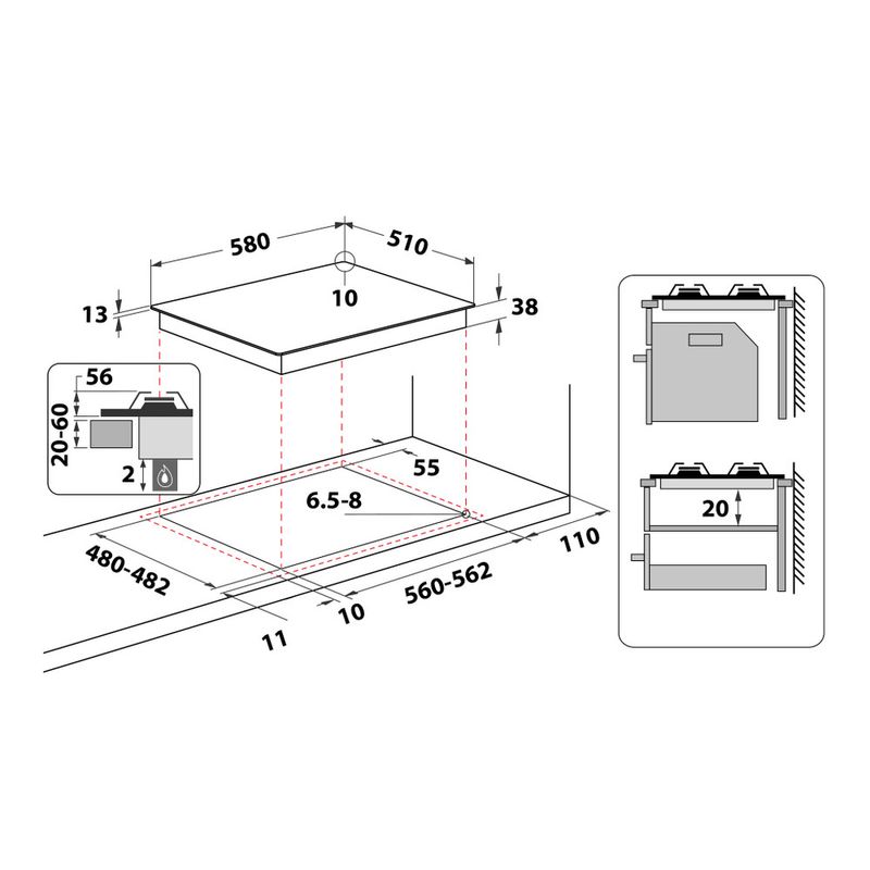 HOTPOINT ARISTON PPH 60P D/IX - PPH60PD/I Piani cottura Gas larghezza 58 cm  Finitura Inox - 4 Fuochi - Griglie Smaltate - F159855 - Piani cottura 60 cm  - Piani cottura - Elettrodomestici da Incasso