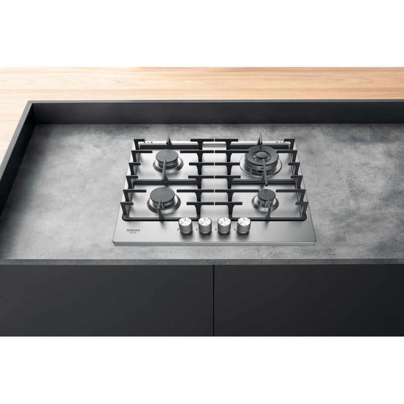Hotpoint_Ariston Piano cottura PPH 60G D/IX Inox GAS Lifestyle frontal top down