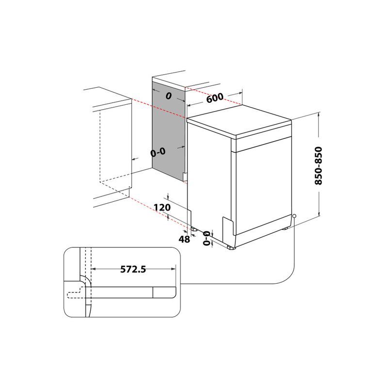 Hotpoint_Ariston Lavastoviglie Libera installazione HFO 3O32 CW X Libera installazione D Technical drawing