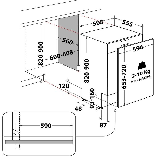 Hotpoint_Ariston Lavastoviglie Da incasso HIC 3C41 CW Totalmente integrato C Technical drawing