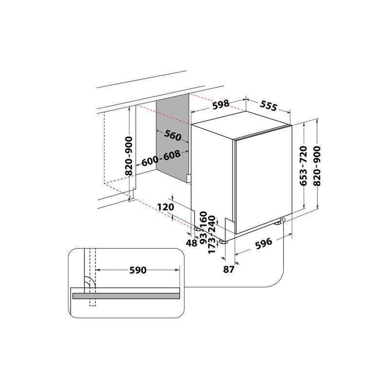 Hotpoint_Ariston Lavastoviglie Da incasso HIO 3O41 WFE Totalmente integrato C Technical drawing