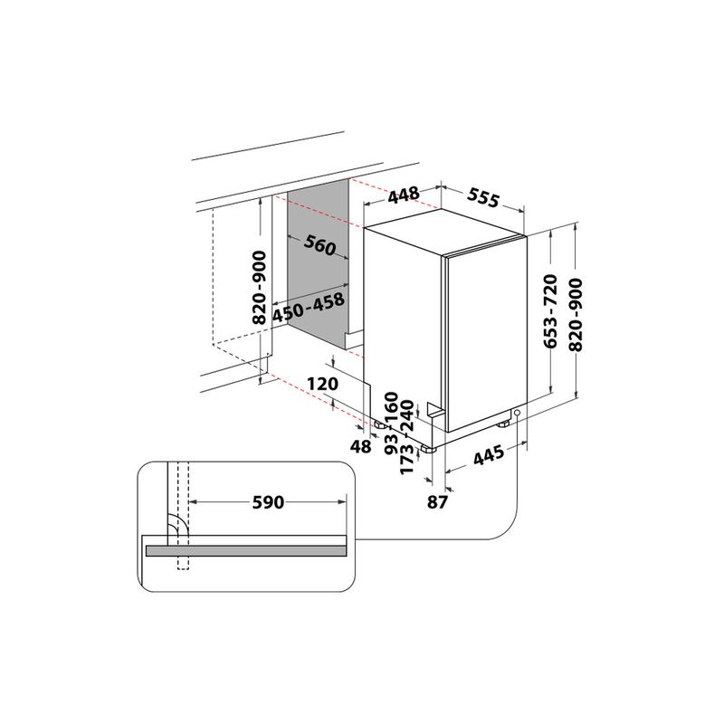 Hotpoint_Ariston-Lavastoviglie-Da-incasso-HSIE-2B19-Totalmente-integrato-F-Technical-drawing