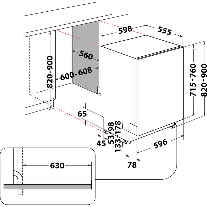 Hotpoint_Ariston-Lavastoviglie-Da-incasso-H7I-HT59-L-Totalmente-integrato-B-Technical-drawing