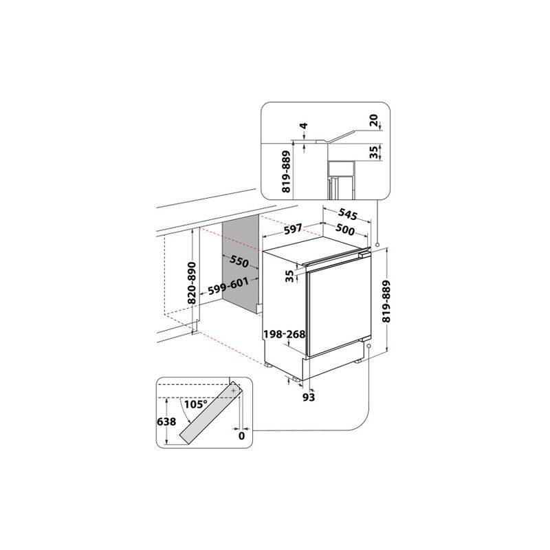 Hotpoint_Ariston Frigorifero Da incasso BTSZ 1632/HA 1 Acciaio Technical drawing