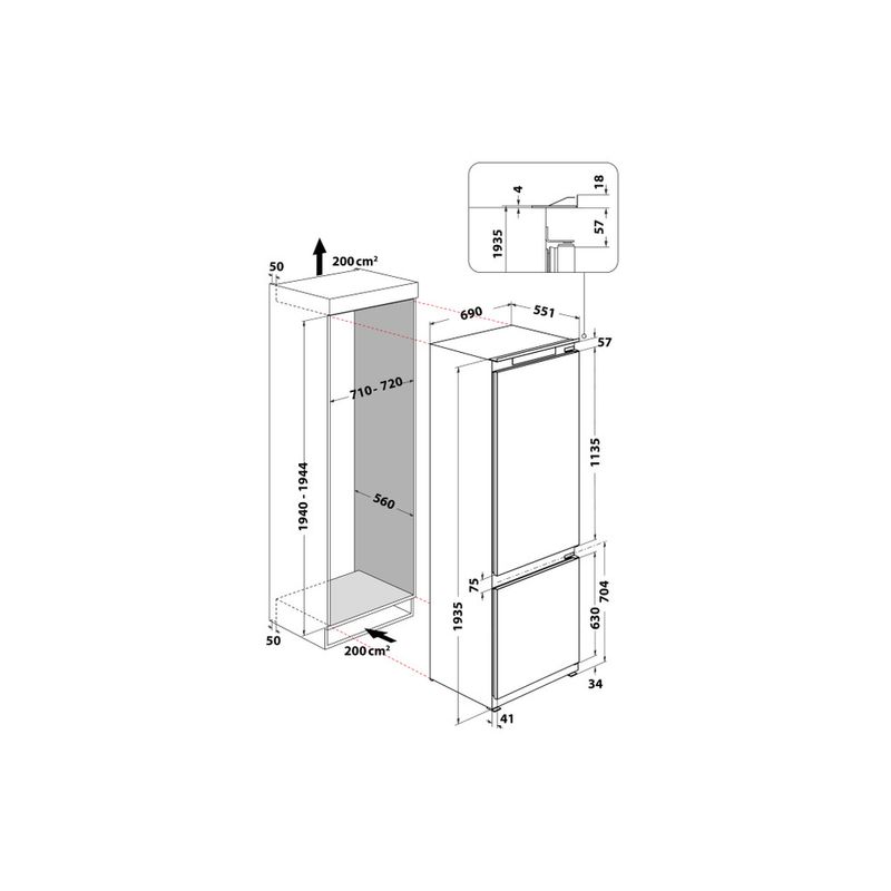 Hotpoint_Ariston-Combinazione-Frigorifero-Congelatore-Da-incasso-HA-SP70-T121-Bianco-2-porte-Technical-drawing