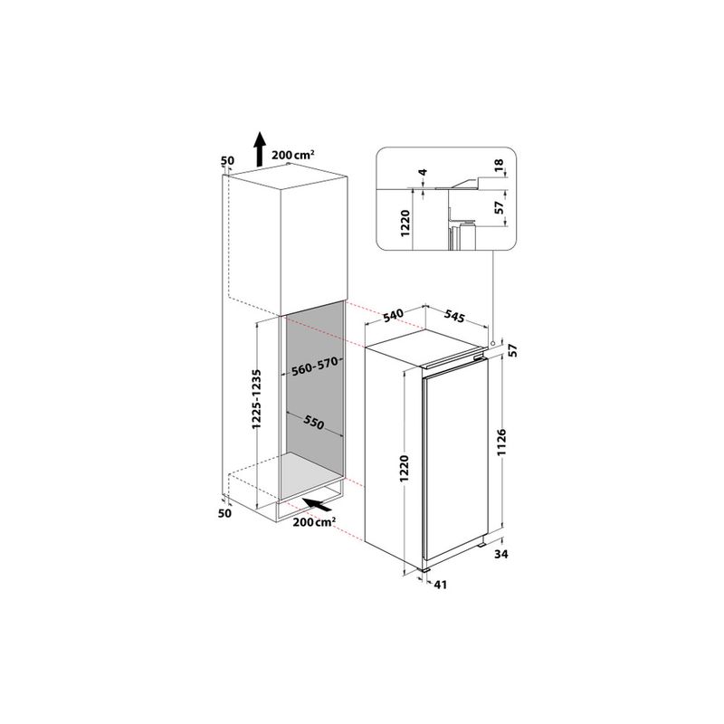 Hotpoint_Ariston Frigorifero Da incasso SZ 12 A2 D/HA 2 Non disponibile Technical drawing