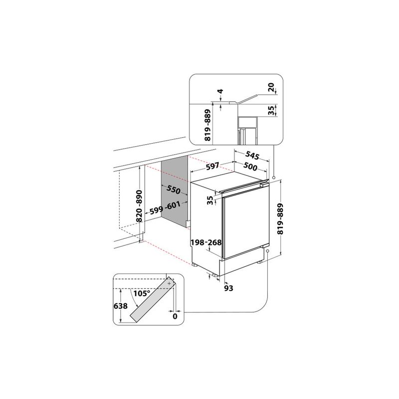 Hotpoint_Ariston Congelatore Da incasso HABUFZ011 Acciaio Technical drawing