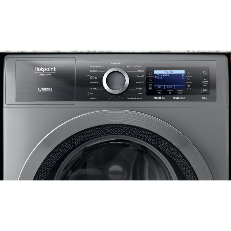 Hotpoint_Ariston Lavabiancheria Libera installazione H8 09ADS GPOWER IT Argento Carica frontale A Control panel