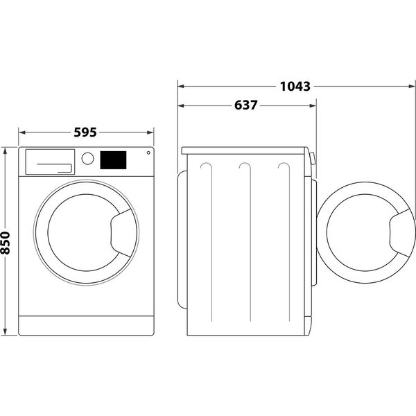 Hotpoint_Ariston Lavabiancheria Libera installazione NLCD 948 WC A EU Bianco Carica frontale A Technical drawing