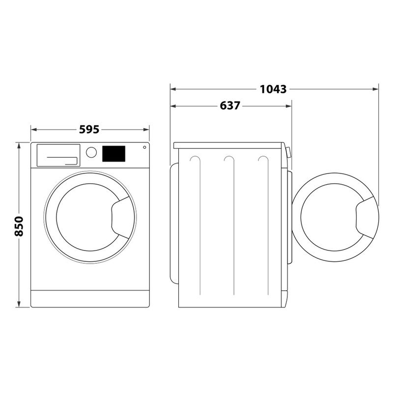 Hotpoint_Ariston Lavabiancheria Libera installazione NBT 948 WM A IT Bianco Carica frontale A Technical drawing