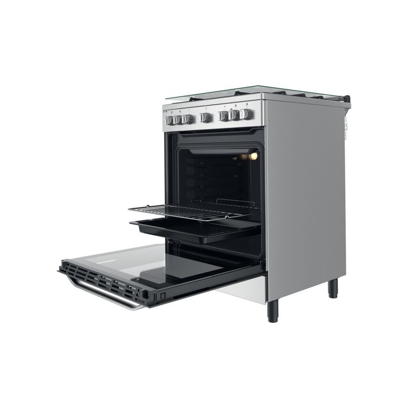 Hotpoint_Ariston Cucina con forno a doppia cavità HS68G8PHX/E/1 Inox GAS Perspective open