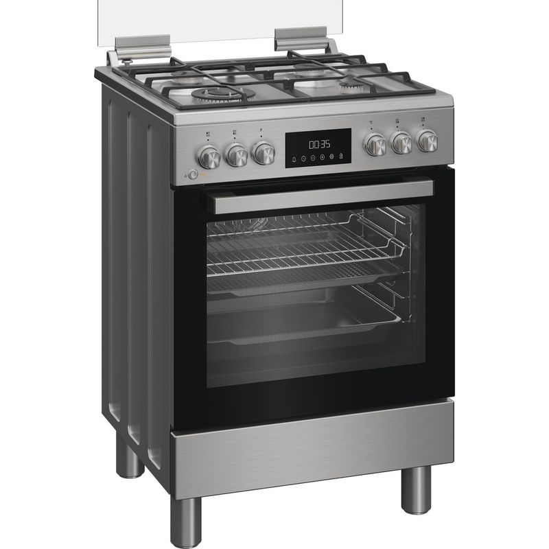 Hotpoint Cucina con forno a doppia cavità H6G8LMSAWX Inox GAS Perspective