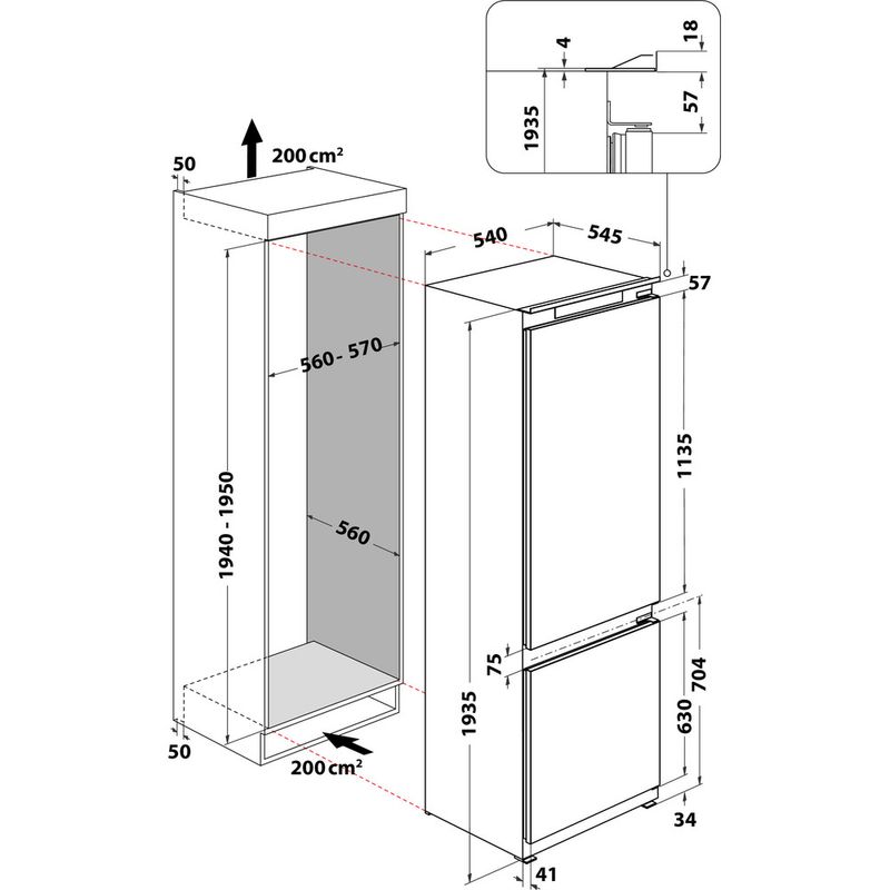 Hotpoint_Ariston-Combinazione-Frigorifero-Congelatore-Da-incasso-HAC20D011A1-Bianco-2-porte-Technical-drawing