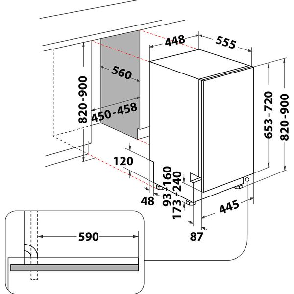 Hotpoint_Ariston Lavastoviglie Da incasso HA4ID11CS80 Totalmente integrato D Technical drawing