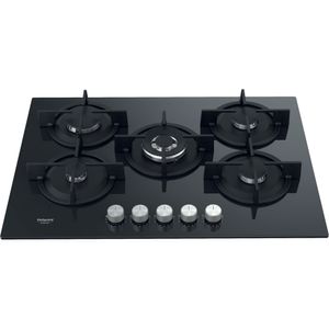 Hotpoint_Ariston Piano cottura HAGS 72S BK Nero GAS Frontal top down