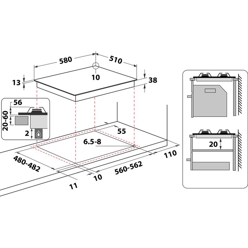 Hotpoint_Ariston-Piano-cottura-PKD-60G-D-IX-Inox-GAS-Technical-drawing