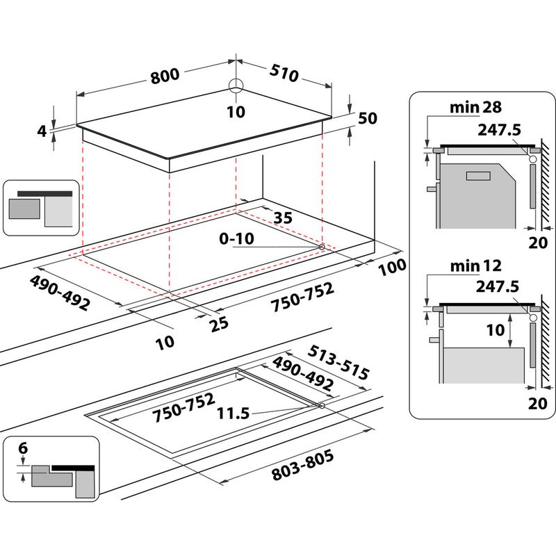 Hotpoint_Ariston-Piano-cottura-HTX8015DNF-Nero-Induction-vitroceramic-Technical-drawing