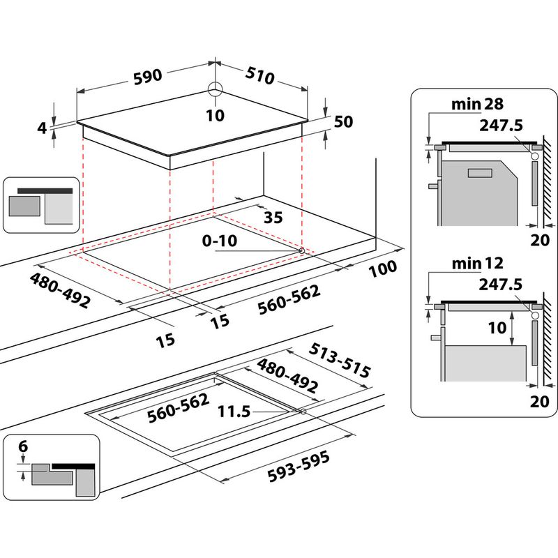Hotpoint_Ariston-Piano-cottura-HTX6014DNF-Nero-Induction-vitroceramic-Technical-drawing