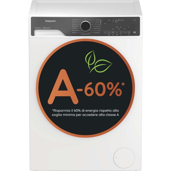 Hotpoint-Lavabiancheria-A-libera-installazione-HP-96-CARE-IT-Bianco-Carica-frontale-A-Perspective